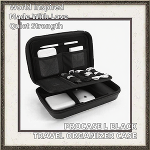 Procase L đen EVA Cứng Du Lịch tổ chức trường hợp dây kéo chống sốc cho các thiết bị điện tử xách tay <span class=keywords><strong>MacBook</strong></span> Power Adapter Apple - Product Image 2