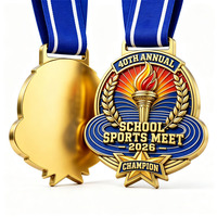 Médaille personnalisée en alliage de zinc pour la victoire sportive, souvenir, médaille d'or avec ruban