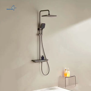Robinetterie de salle de bain intelligente en laiton, ensemble de douche piano numérique, robinet cascade eau chaude et froide, système de douche pluie gris pour hôtels - Product Image 2