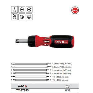 Yato <b>Screwdriver</b> <b>Set</b> 1/4 Inch 6.3 Mm Crv 6150 Phillips And Slotted <b>Bits</b> For Household Use - Product Image 4