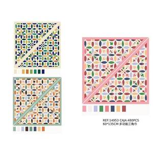 Fulari Sciarpa triangolare multifunzionale 60x135 cm con motivo geometrico in poliestere e cotone per donna, per tutte le stagioni - Product Image 1