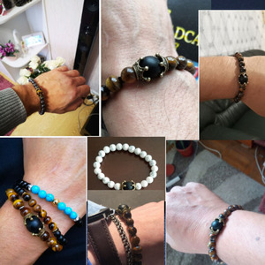 Nouveau Bracelet de Luxe pour Homme en Alliage avec Couronne, Œil de Tigre et Perles en Pierre, Style Chrétien Religieux Tendance avec Agate comme Pierre Principale - Product Image 4
