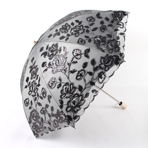 Parasol Rétro en Tissu Lolita Doré Revêtement Noir Parasol Européen Parapluies <span class=keywords><strong>Dentelle</strong></span> Fleur Mariage Mariée - Product Image 5