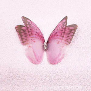 Üretici doğrudan satış kelebek saç tokası aksesuar çift katmanlı ipek renkli kumaş tatlı tarzı giyim aksesuar Metal - Product Image 5