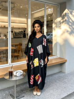 Nouvelle Robe Musulmane Décontractée Ample à Col en V pour Femme, Imprimée avec Motifs Fantaisie, Vêtement Africain en Tissu, Collection Été 2026, Vente en Gros