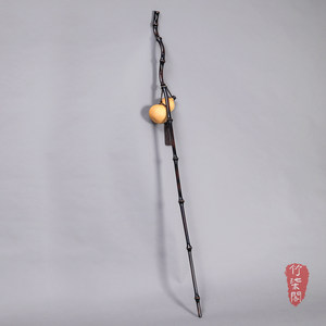 Lacquered Bamboo Walking Stick Scholar Cane Hiking Anti Slip Self Defense Dongpo Collectible Bamboo Root Pole - Product Image 5