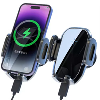 Support de téléphone de voiture à charge rapide 15W, chargeur sans fil pour grille d'aération, support de téléphone de voiture à serrage automatique avec charge sans fil