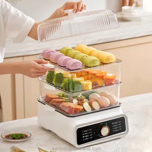 New Quick Heat Steam 1200w Knob Multifunction Electric Cooker Stainless Steel Cooking Seafood Vegetable Hot Pot Food Steamer