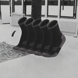 Chaussettes de sport pour hommes en spandex/polyester, rembourrées, rayées, pour la course et le basketball, impression numérique, antibactériennes, vente en gros - Product Image 3