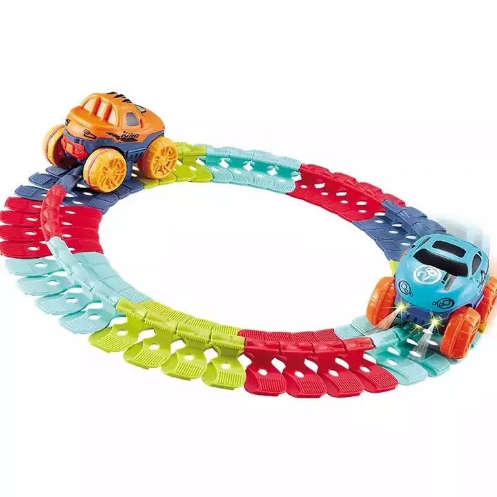 Ensemble de Train multi-pistes, jouets électriques pour enfants, 46 pièces, bricolage, jeu de fentes de chemin de fer de course flexible pour enfants