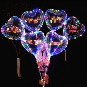 Vente flash pour la Saint-Valentin, ballons Bobo transparents en forme de cœur avec lumière LED, ronds et en forme d'étoile, 18 pouces, imprimés, pour les amoureux - Product Image 2