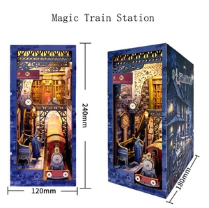 Holz Mini Puppenhaus DIY Buch Nook Kit Montage Modell 3D Puzzle Buchs tütze Spielzeug Bücherregal Insert Dekor mit <span class=keywords><strong>LED</strong></span>-Licht Weihnachts geschenke - Product Image 3