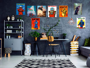 リビング 寝室 ウォールデコ ブリキ看板 8x12インチ カスタム コミック メタルポスター ヴィンテージ ウォールアートプリント 惑星ロボット メタルサイン - Product Image 2