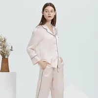 Moda e Sexy donna estate 16mm 100% 6a puro cinese Plus Size baco da seta manica lunga abiti lunghi set pigiama di seta
