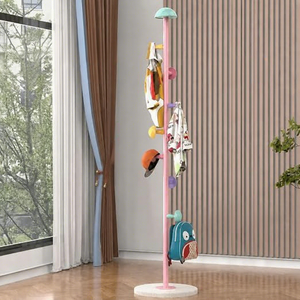 Modern Standing Coat <b>Rack</b> With Colorful Hooks Pink Base And Pastel Top For Living Room Storage Holders - Product Image 6