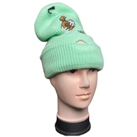 Balaclava de ski haut de gamme vert menthe en tricot chaud avec broderie, masque intégral ajusté à 3 trous personnalisable