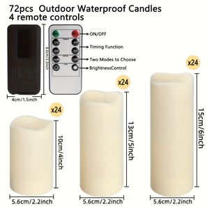 <span class=keywords><strong>Candele</strong></span> LED Senza Fiamma per Interni ed Esterni 24/72 con 4 Telecomandi e Timer per <span class=keywords><strong>Halloween</strong></span>, Matrimoni e Festività - Product Image 2