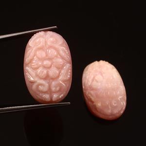 Pierres précieuses en vrac faites à la main en vrac d'opale rose naturelle de forme inégale sculptée à la main coupe ovale - Product Image 3