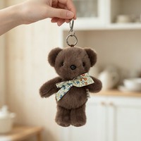 Porte-clés Ours en Peluche Marron, Pendentif Doux en Forme d'Animal en Peluche, Breloque de Sac, Accessoire Cadeau