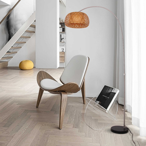 Lampadaire en bambou et <span class=keywords><strong>rotin</strong></span>, grand abat-jour unique en bambou, avec ampoule, hauteur réglable, éclairage <span class=keywords><strong>sur</strong></span> <span class=keywords><strong>pied</strong></span> pour la maison et l'hôtel - Product Image 2