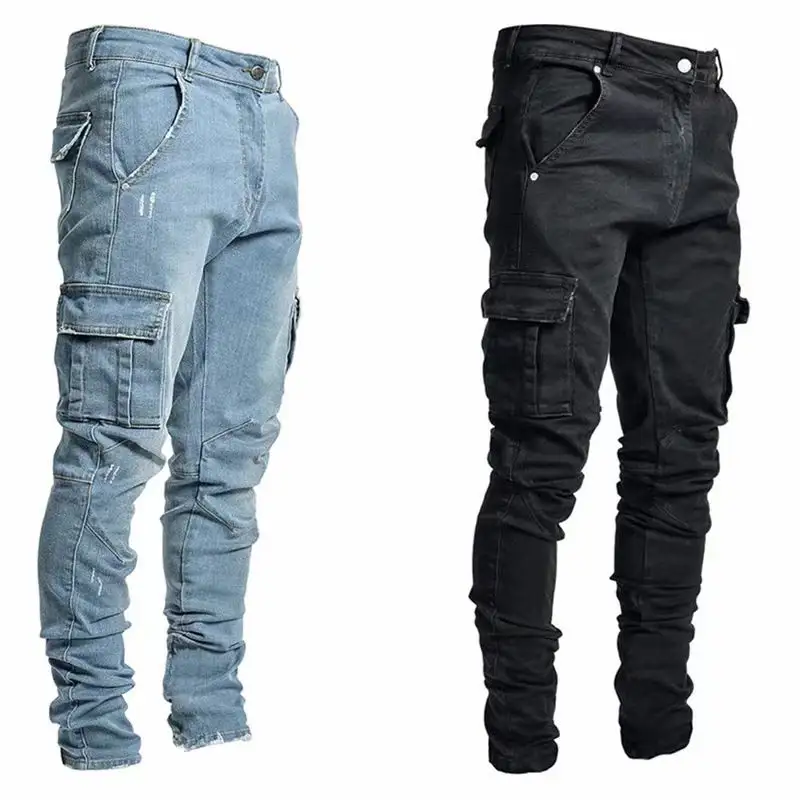 OEM/ODM Pantalons pour hommes à jambe droite et à plusieurs poches à la mode Crayon décontracté Pantalons en coton Pantalons pour hommes Jeans