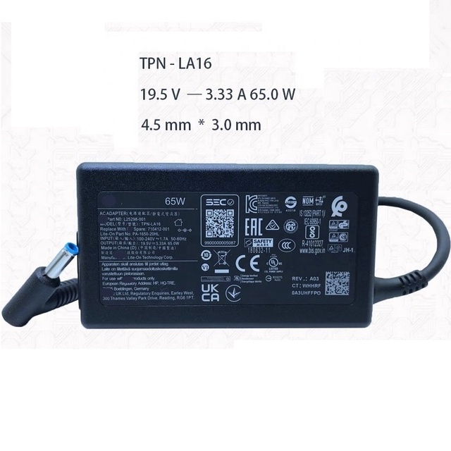 Notebook Charger For HP 19.5V 3.33A 65W TPN-LA16 L25298-001 710412-001 4.5*3.0mm blue Laptop Ac Adapter