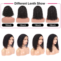 Perruques Courtes Bob Brésiliennes 100% Cheveux Humains Remy Ondulés Profonds 14 Pouces 13x4 avec Fermeture Frontale en Dentelle Transparente 180%