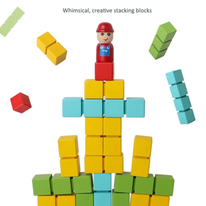 Bloques de construcción de pensamiento espacial para niños, Educación Temprana, juego de cubo de mesa Little Porter, juguete educativo y de desarrollo de madera - Product Image 2