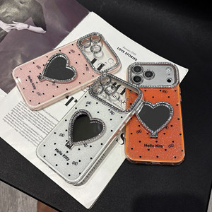 Funda para <span class=keywords><strong>iPhone</strong></span> 17 Pro Max, 16, 15, 14, <span class=keywords><strong>13</strong></span> con Diseño de Lazo y Puntos, Linda y Moderna, con Soporte de Corazón - Product Image 1