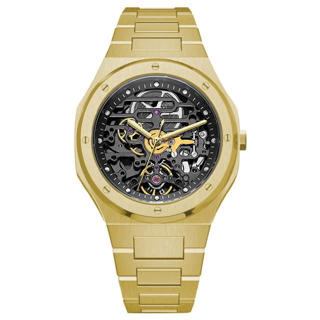 Classical Transparent Skeleton Gold Waterproof Montre De Luxe Homme 2023 Luxury Mechanical Watches for Men