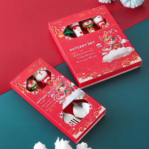Ensemble cuillère et fourchette de Noël en acier inoxydable, cadeau créatif, cadeau de Noël de dessin animé, bonhomme de neige vieil homme, poupée Elk - Product Image 3