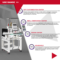 Machine à broder informatisée Dahao à 1 tête et 12 aiguilles pour casquettes et T-shirts, usage commercial et domestique