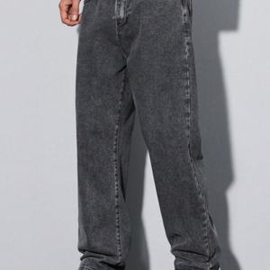Custom High Street Straight Flare Denim <b>Men</b> <b>Trousers</b> <b>Baggy</b> Jeans Design Distressed Colored Light Washed for Autumn - Product Image 2