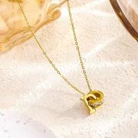 Colliers pendentifs en acier inoxydable plaqué or 18 carats avec double anneau et cœurs d'amour, bijoux tendance qui ne ternissent pas, accessoires cadeaux
