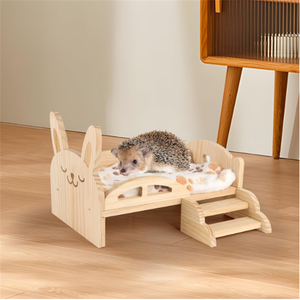 <span class=keywords><strong>Lit</strong></span> en <span class=keywords><strong>bois</strong></span> pour cobayes avec tapis et escaliers, <span class=keywords><strong>habitat</strong></span> chaud et mignon pour petits animaux, hamsters, furets, lapins, pour dormir et se cacher - Product Image 6