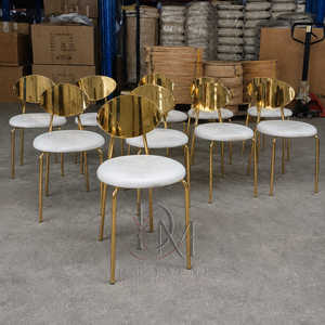 Gold Oval Mirror Back Stainless Steel Event Chair with <b>White</b> <b>Cushion</b> for Wedding and Hotel Banquets Wholesale Seating - Product Image 3