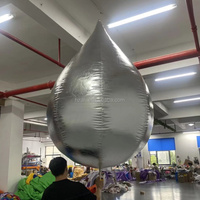 Modèle de goutte d'eau gonflable argenté métallique brillant, ballon gonflable en forme de larme miroir pour défilé, spectacle de rue, décoration de scène