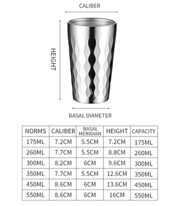 Bicchiere in Acciaio Inox 304 Martellato, Tumbler Multicapacità in Metallo per Caffè, Succo, Birra, per Casa, Ristorante, Bar - Product Image 4