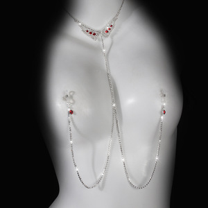 Bijoux de poitrine <span class=keywords><strong>sexy</strong></span> sans <span class=keywords><strong>piercing</strong></span>, chaîne de corps pour la plage d'été, clips de tétons en cristal avec accessoires de collier ras-du-cou pour femmes - Product Image 1
