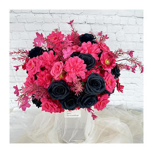 Romantic Pink Black <b>Rose</b> Red Mixed Artificial Flower Ball Handmade Arrangement Centerpiece For Wedding Valentine'S Day - Product Image 5