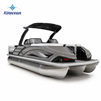 Bateau ponton en aluminium soudé de 22 pieds, 12 places, avec salon avant, arche électrique, console LCD, certifié CE, pour la pêche et les centres de villégiature