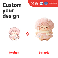 Poupée en peluche rose personnalisée pour fille avec bonnet coquillage, écharpe douce et robe océan brodée, jouet en peluche Kawaii pour cadeaux