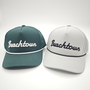 Innovative Headwear 5 Panel Golf Cap Custom Embroidery Logo Low MOQ OEM Laser Perforated Quick Dry <b>Waterproof</b> Performance Supply - Product Image 5