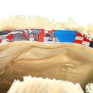 Sac à pampilles en toile <span class=keywords><strong>de</strong></span> Grèce <span class=keywords><strong>de</strong></span> créateur recyclable imprimé <span class=keywords><strong>de</strong></span> logo personnalisé avec pochette et fermeture éclair Grand sac fourre-tout en toile pour les courses - Product Image 4