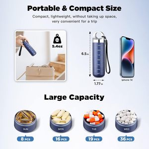 Organisateur de pilules 7 jours en aluminium anodisé, boîte à médicaments rotative portable de luxe avec service de personnalisation OEM/ODM - Product Image 5