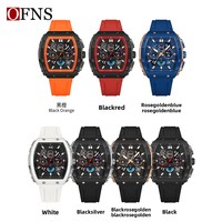 Montre-bracelet à quartz pour homme OFNS, best-seller transfrontalier, 50 mm, en silicone, chronographe à trois sous-cadrans, six aiguilles, étanche 50 m