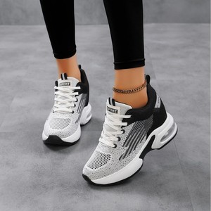 Chaussures de sport pour femmes, baskets tendance rouge et blanc, maille respirante, coussin d'air, chaussures de marche décontractées, style sport - Product Image 4