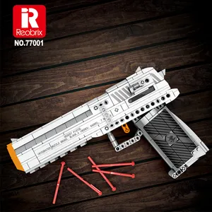 ReoBrix 77001 Assembly Military Desert Eagle Gun Model Kit Boys Building Block Bricks Gun Toys 408pcs Plastic Pistol Block Toys