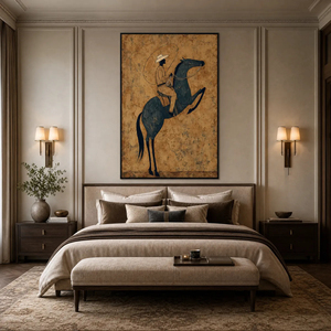 Midnight Wrangler Rustic Wabi Sabi Equestrian Painting On Canvas <b>With</b> <b>Frame</b> Indoor Decor Classic Style Art <b>Print</b> - Product Image 5