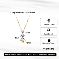 Collier pendentif rond gradué en acier inoxydable 304 plaqué or 18 carats avec trois pierres CZ, bijoux délicats et élégants pour femmes STKN08
